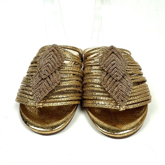Cecilia New York Sienna Strappy Slide Sandals Gold Size 10 - Picture 5 of 8